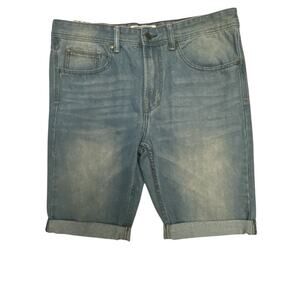 MBX Men 34 Jean Shorts Faded Blue Low Rise Slim Short Straight Fit Premium Denim